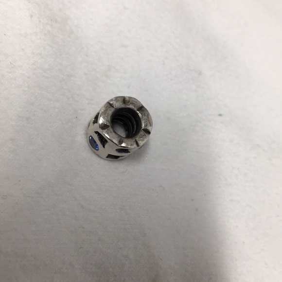 Pandora Blue Pond Charm Sterling silver. 
Recessed Pond-like areas and Blue Cz - Picture 6 of 7